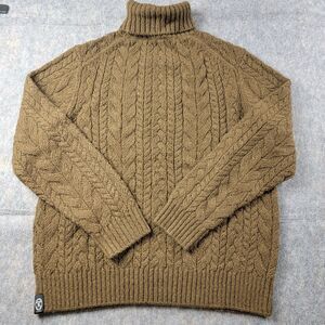 Todd Snyder Cotton Wool Alpaca Cable Knit Turtleneck Sweater size XL Camel Brown